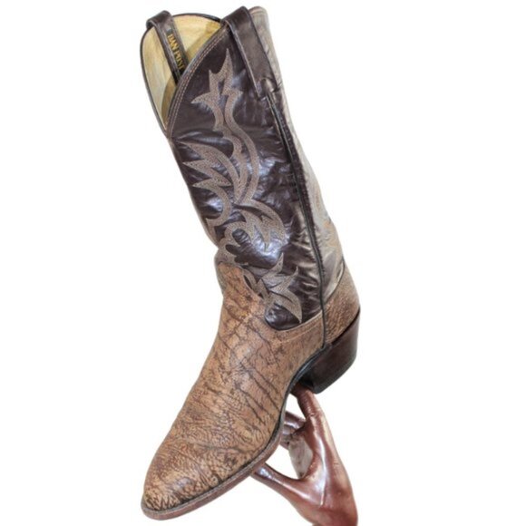 Dan Post Brown Exotic Leather Styling Western Cowboy Boots, Size 9.5 - Picture 5 of 12
